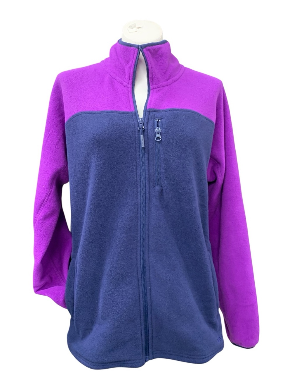 Women's Two-Tone Purple and Navy Full-Zip Fleece Jacket